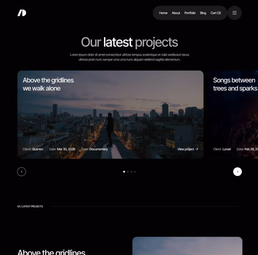 Cinemaflow - Portfolio V3 Page - Ultimate Video Agency Webflow Template