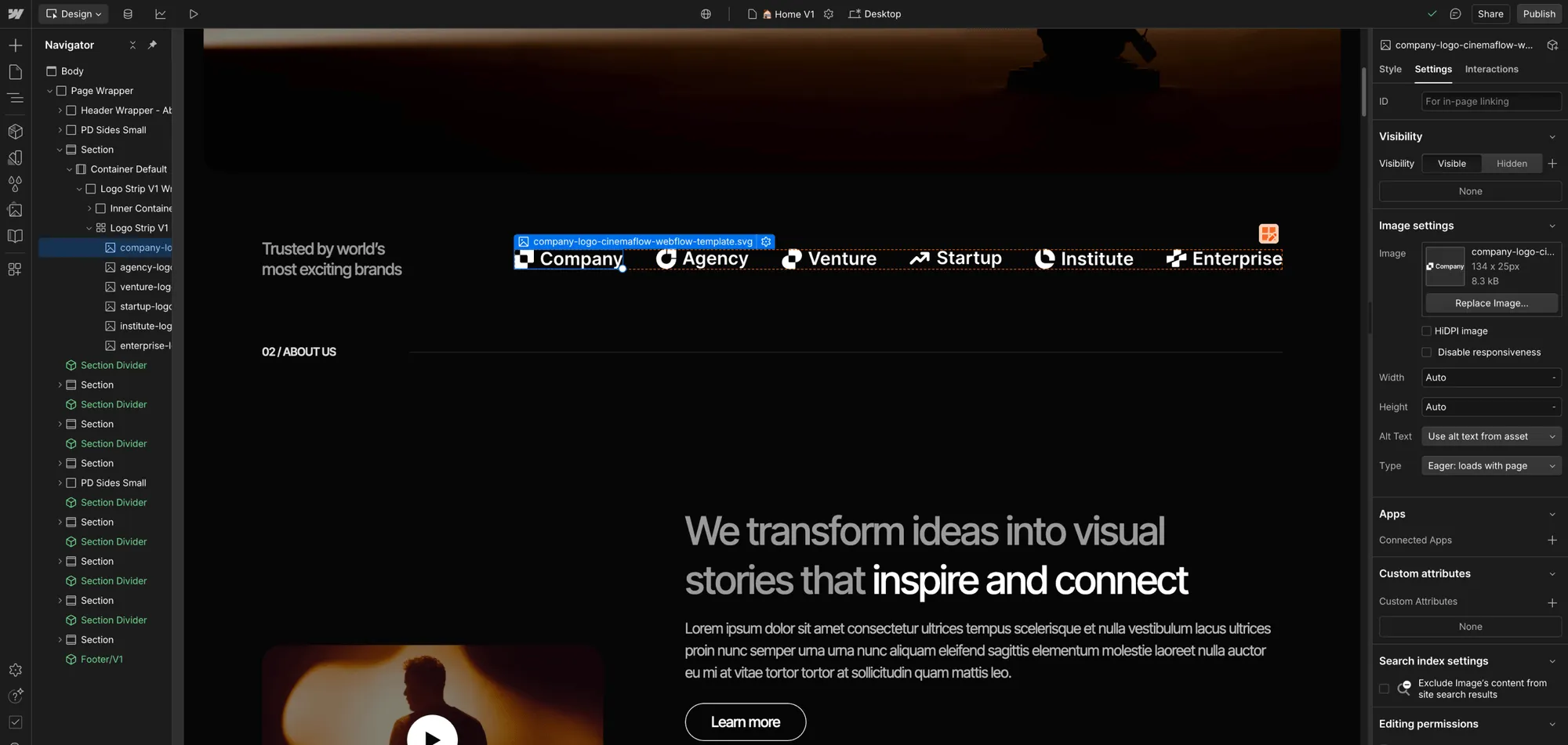 Icons And Graphics - Cinemaflow Webflow Template
