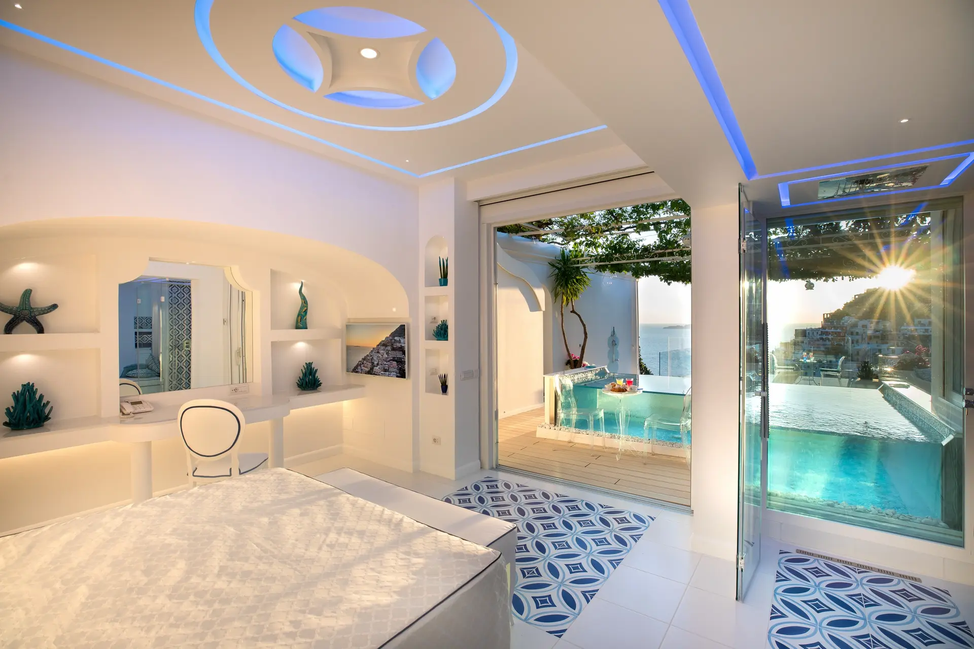 Elegant suite interior at Villa Fiorentino with Mediterranean-style decor