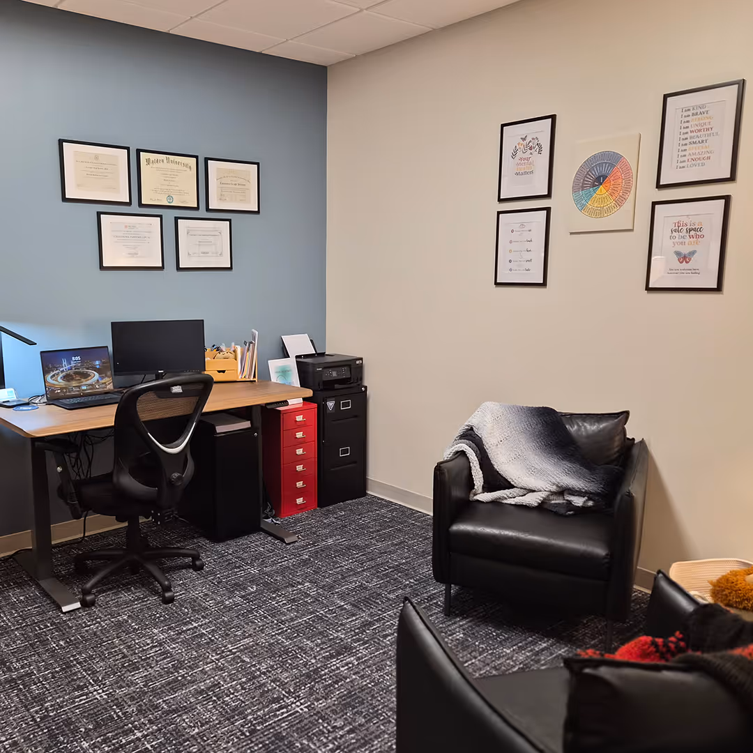 therapy office. Parsons Empowerment. Mental health therapy and counseling for trauma and grief in North Richland Hills TX