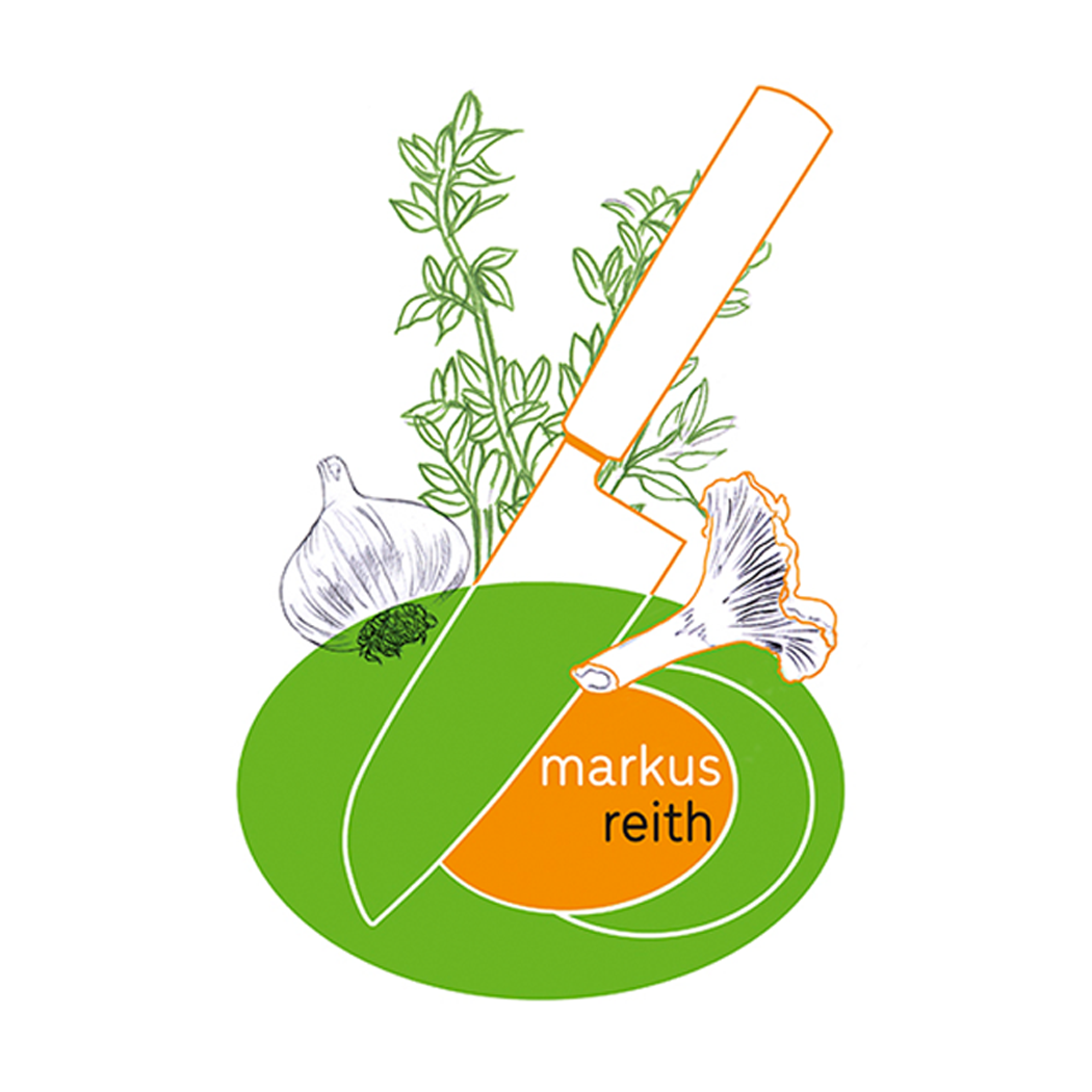 Gestaltung eines schneidigen, spritzigen Logos und einer ausdrucksstarken, nachhaltigen Geschäfts-ausstattung für einen exklusiven Mietkoch Service aus Fürth.