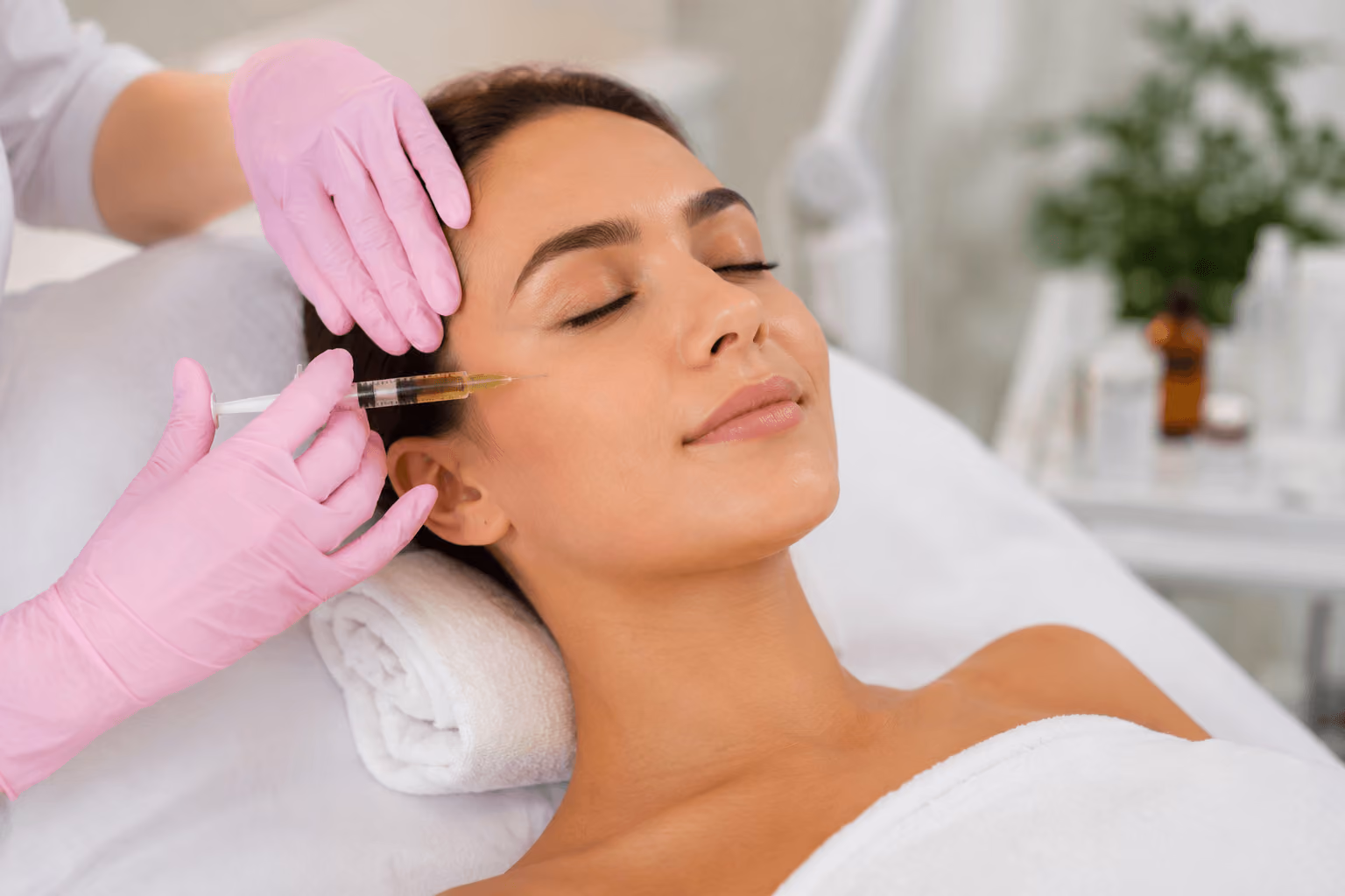 Patient learning about PRP Biogel treatment at a medspa in Cary, North Carolina for collagen stimulation and natural facial rejuvenation