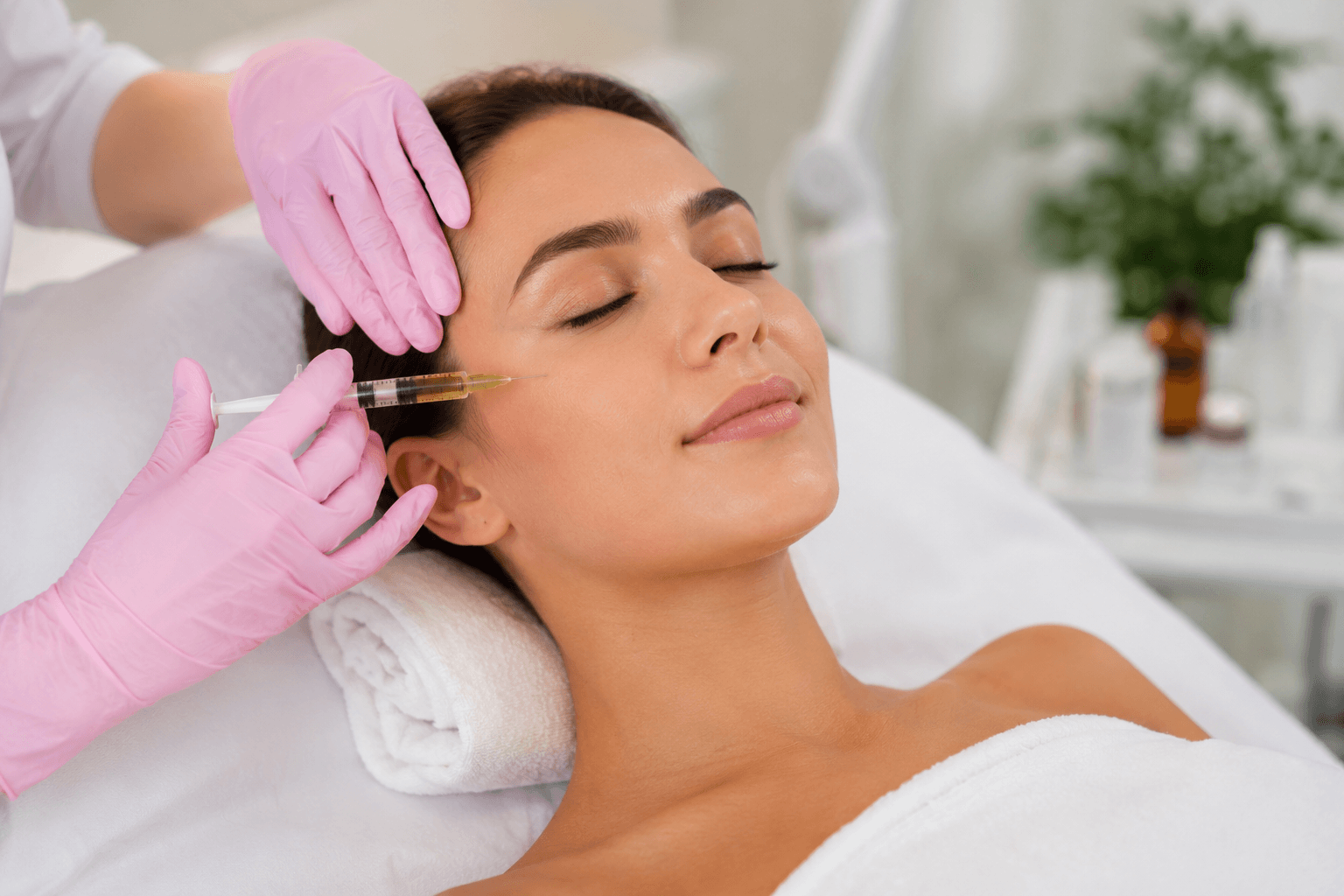  Patient learning about PRP Biogel treatment at a medspa in Cary, North Carolina for collagen stimulation and natural facial rejuvenation