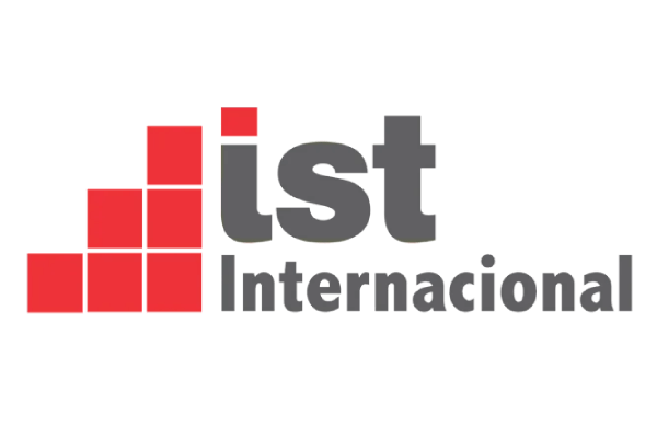 Logo with red stacked squares and gray text 'ist Internacional'.