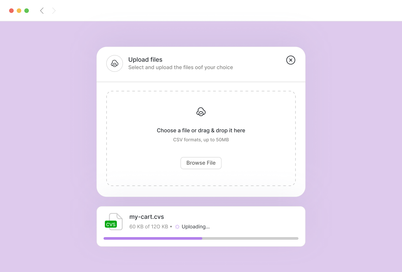 "Upload Files" shows an interface for shoppers to instantly upload a simple CSV file to populate their cart using SKUs or product IDs, which is ideal for wholesale buyers and repeat customers.