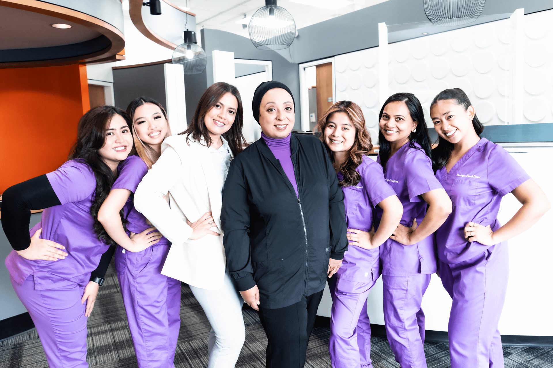 Dr.Dina and Huntington team in the Huntington Family Dental clinic