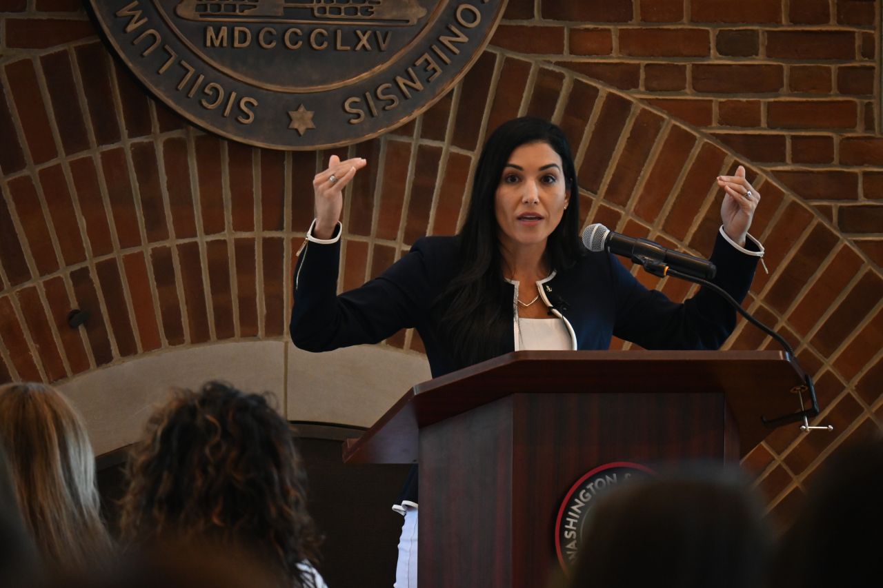 Nayli Russo Long mid-keynote at the All for Her Luncheon