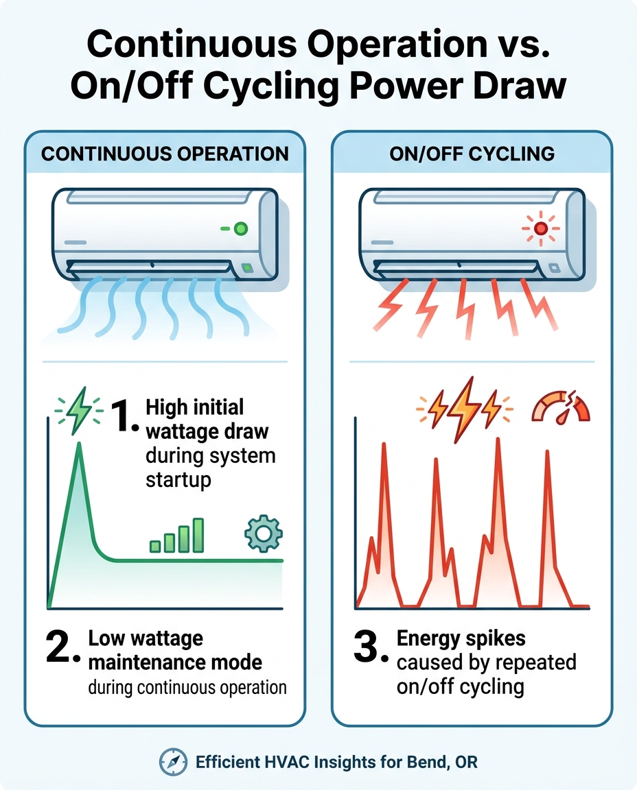 Continuous Operation vs. On/Off Cycling Power Draw
