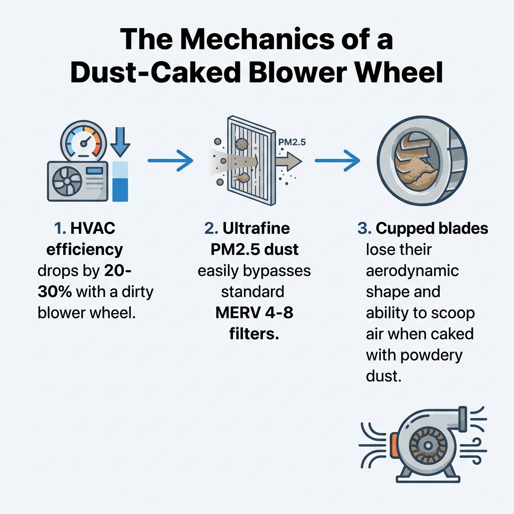 The Mechanics of a Dust-Caked Blower Wheel