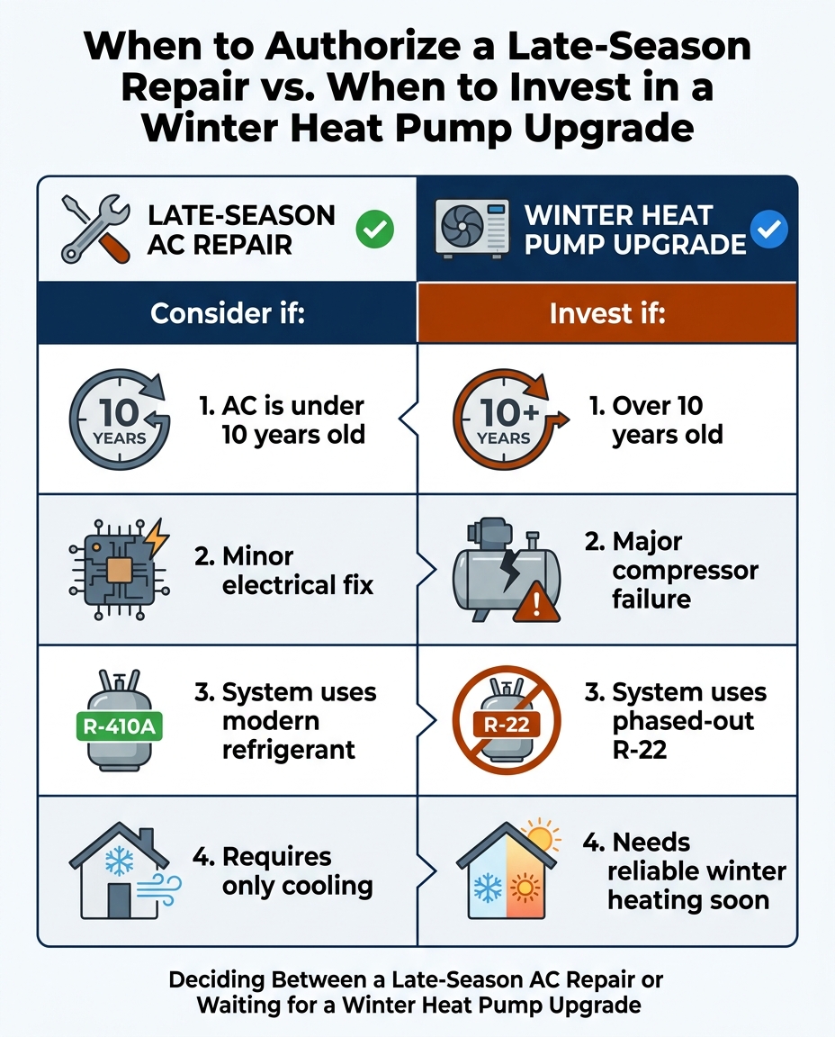 When to Authorize a Late-Season Repair vs. When to Invest in a Winter Heat Pump Upgrade
