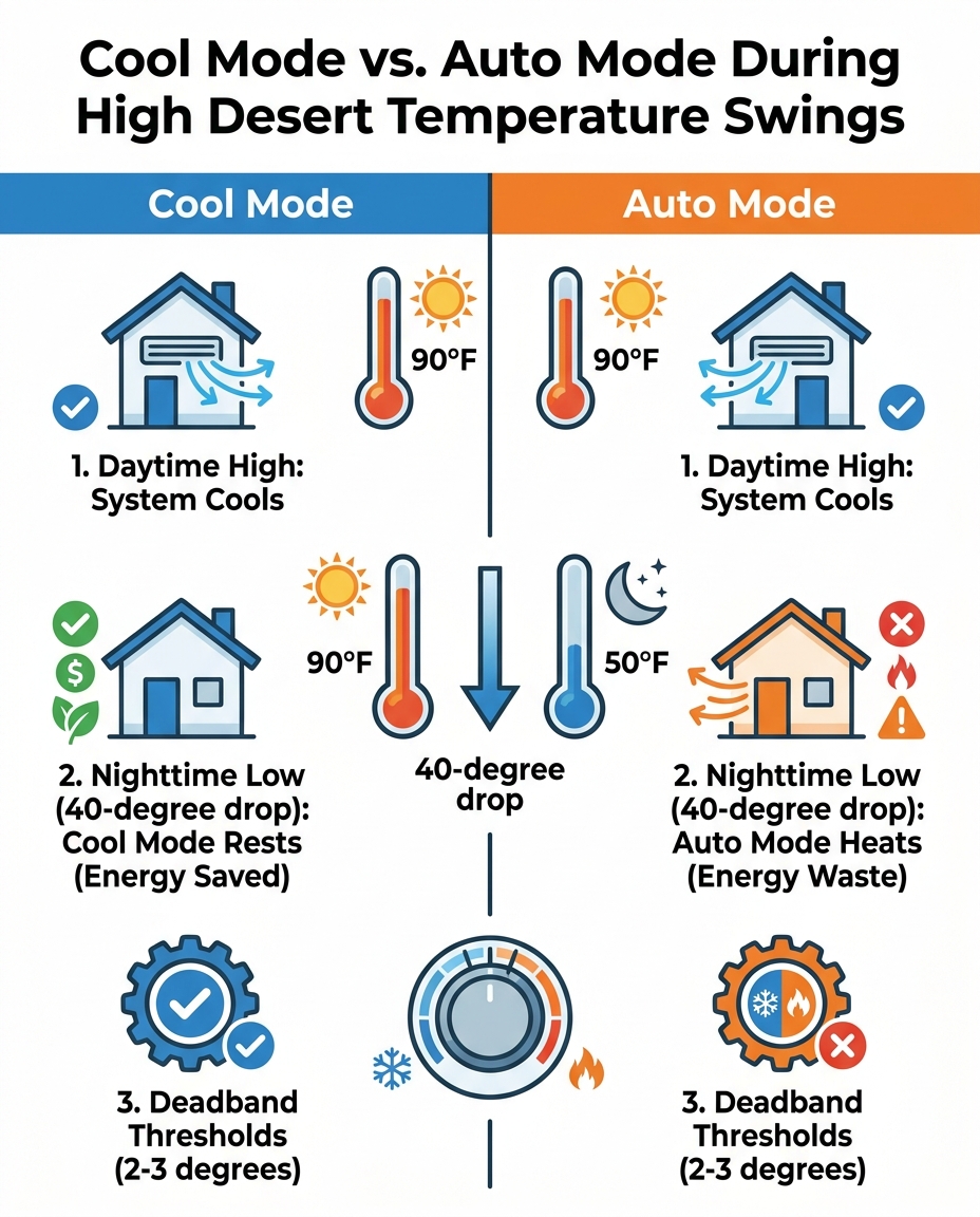Cool Mode vs. Auto Mode During High Desert Temperature Swings