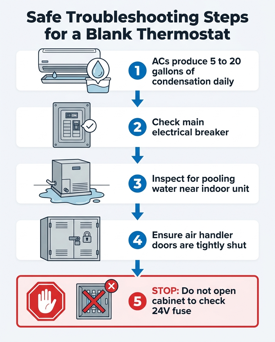 Safe Troubleshooting Steps for a Blank Thermostat