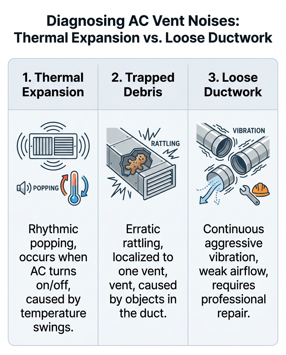 Diagnosing AC Vent Noises: Thermal Expansion vs. Loose Ductwork