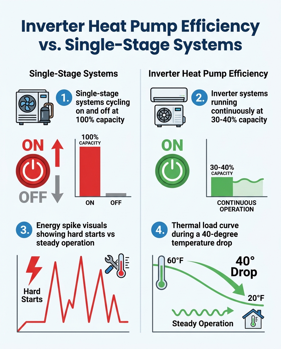 Inverter Heat Pump Efficiency vs. Single-Stage Systems