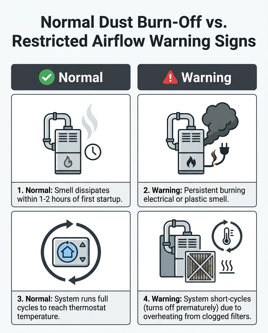 Normal Dust Burn-Off vs. Restricted Airflow Warning Signs