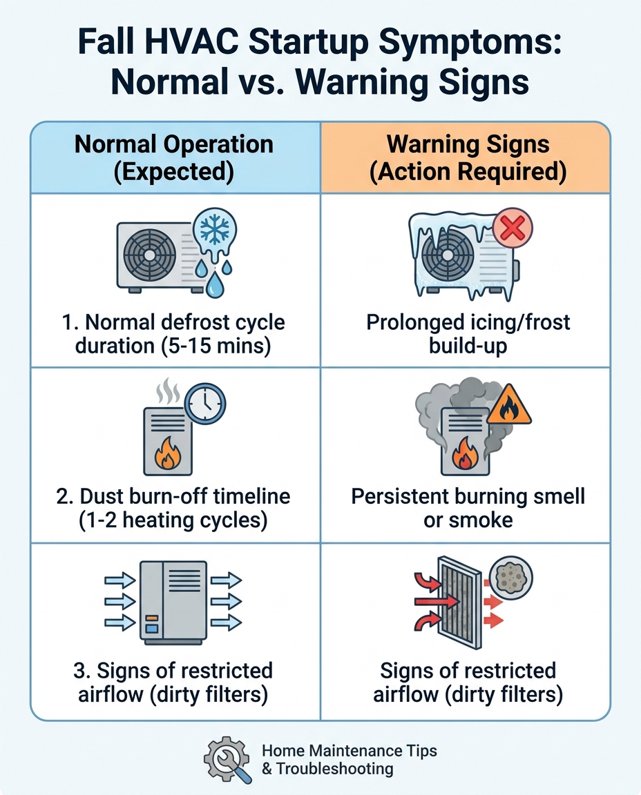 Fall HVAC Startup Symptoms: Normal vs. Warning Signs