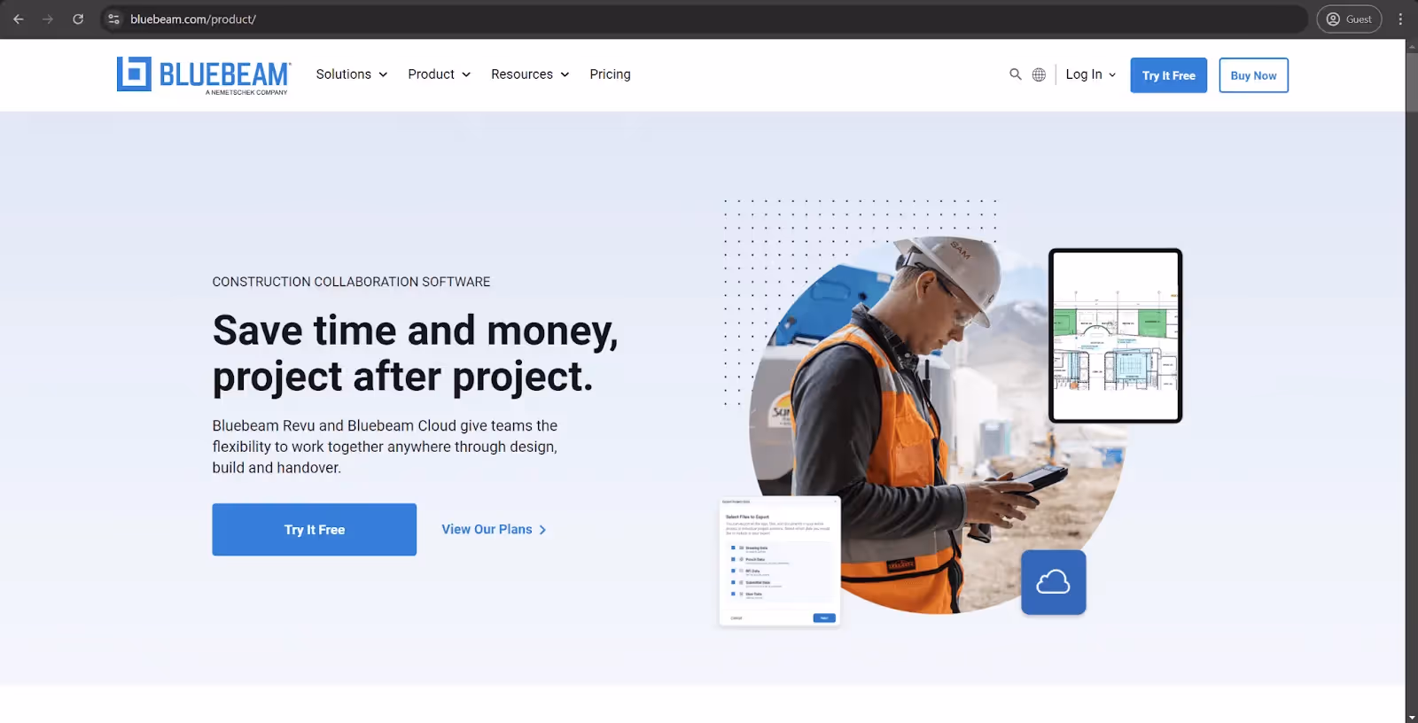Bluebeam Revu homepage