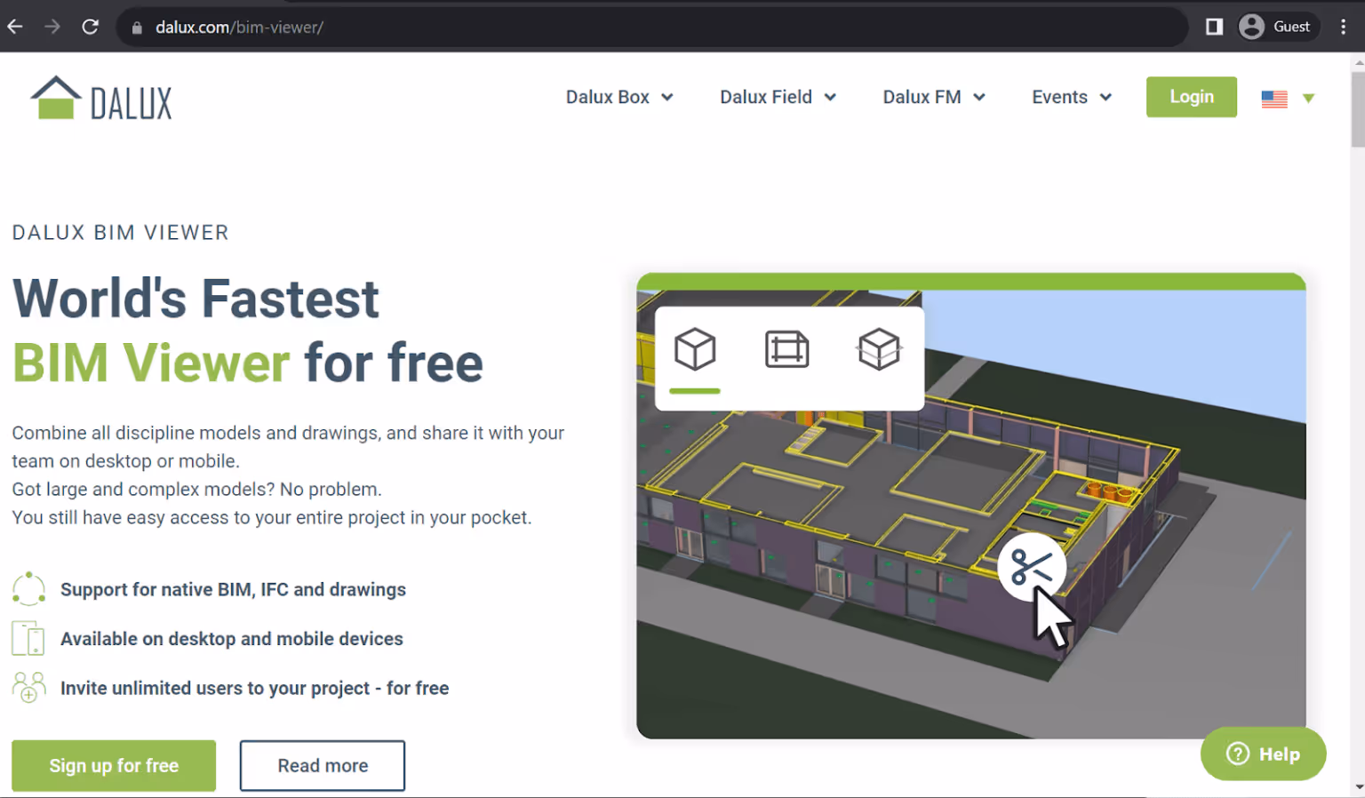 Dalux BIM Viewer homepage