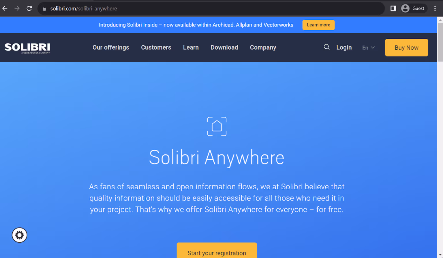 Solibri Anywhere homepage