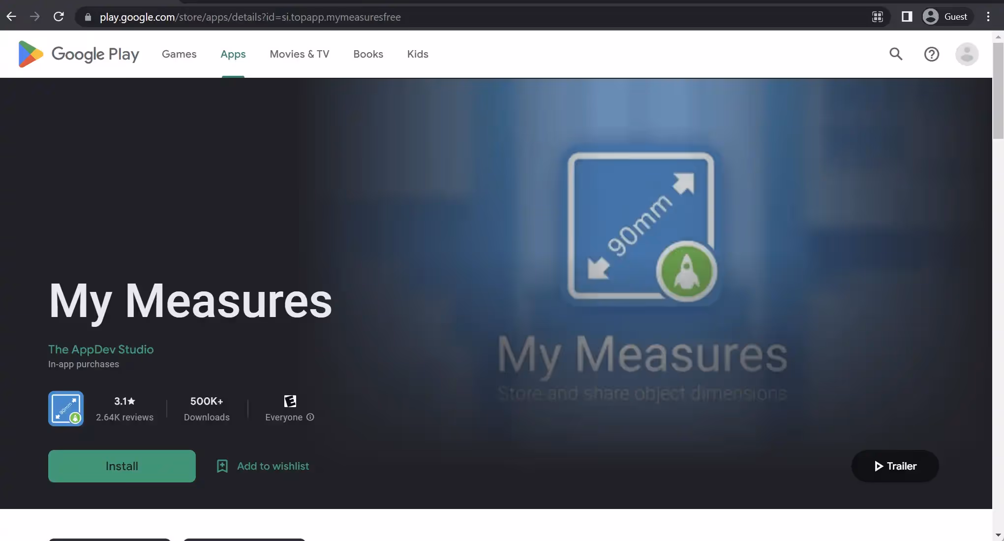 My Measures preview in Google Play