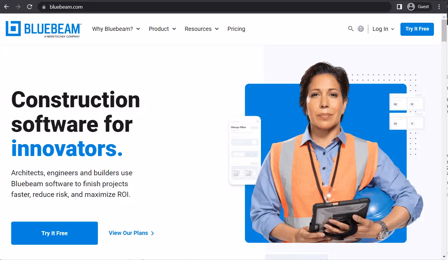 Bluebeam Revu PDF Editor homepage