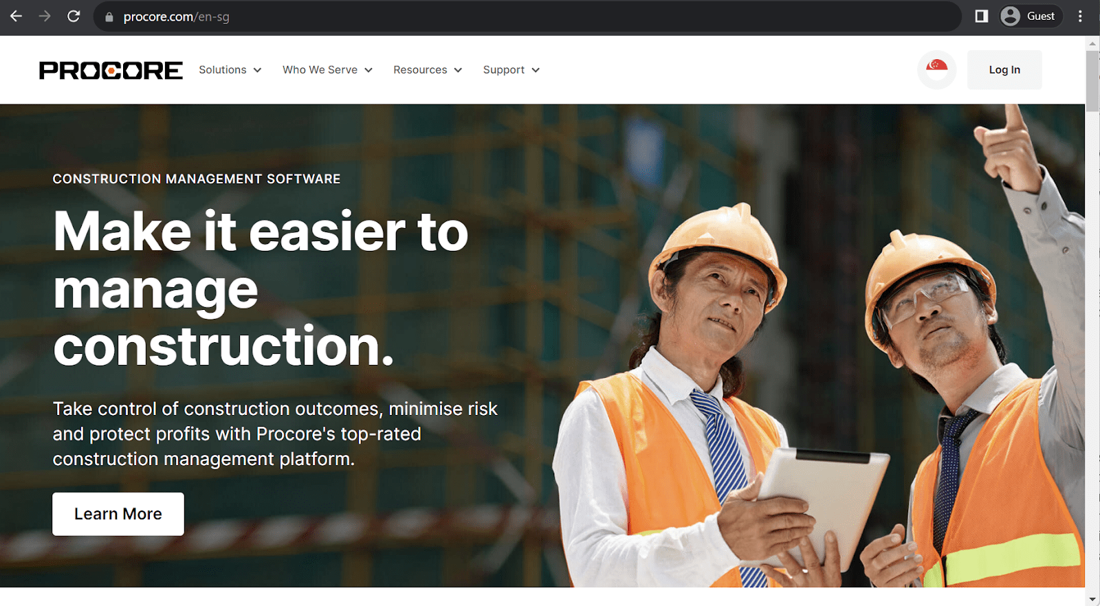 Procore homepage