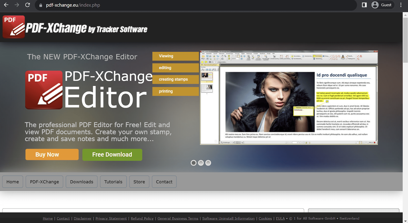 PDF-Xchange Editor homepage
