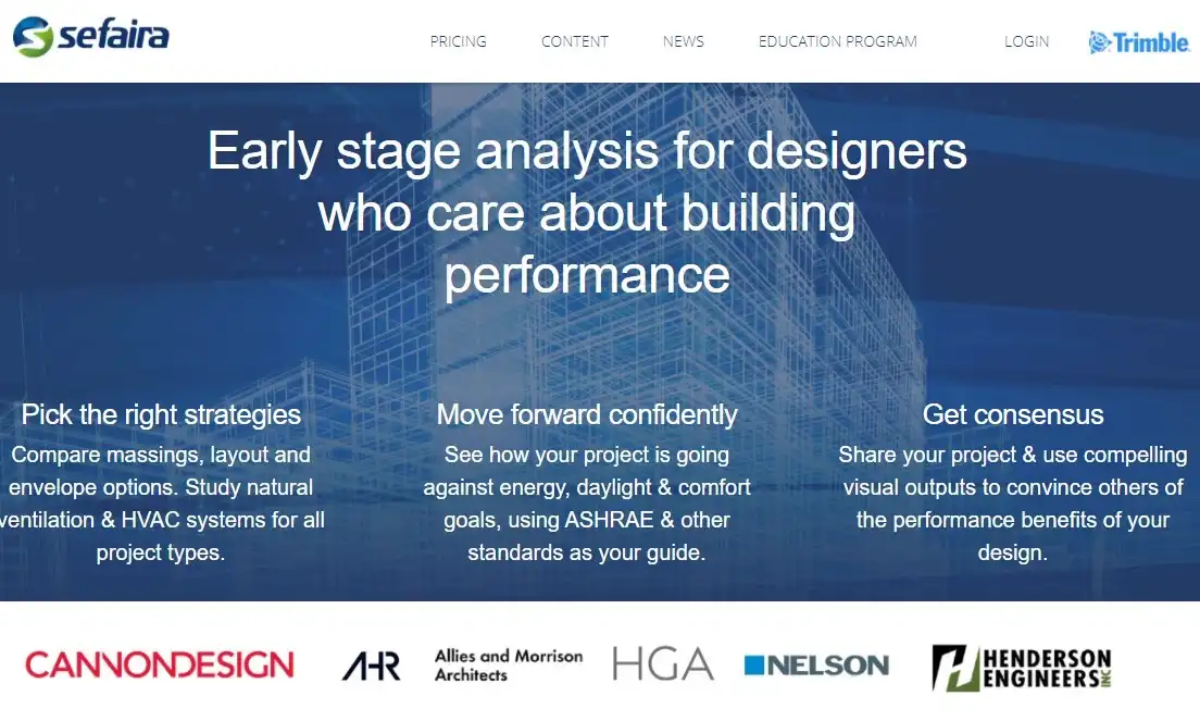 Sefaira homepage