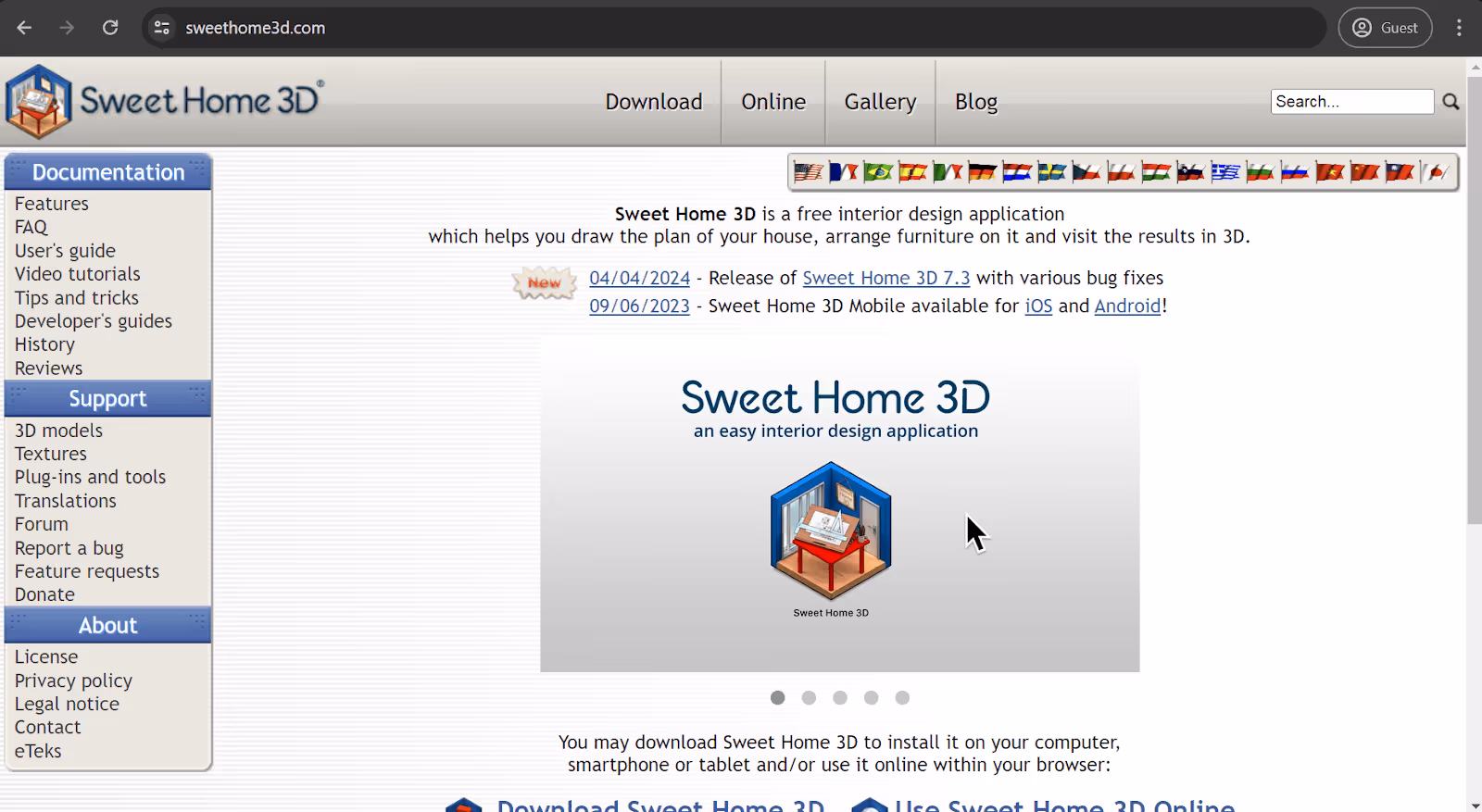 Sweet Home 3D homepage