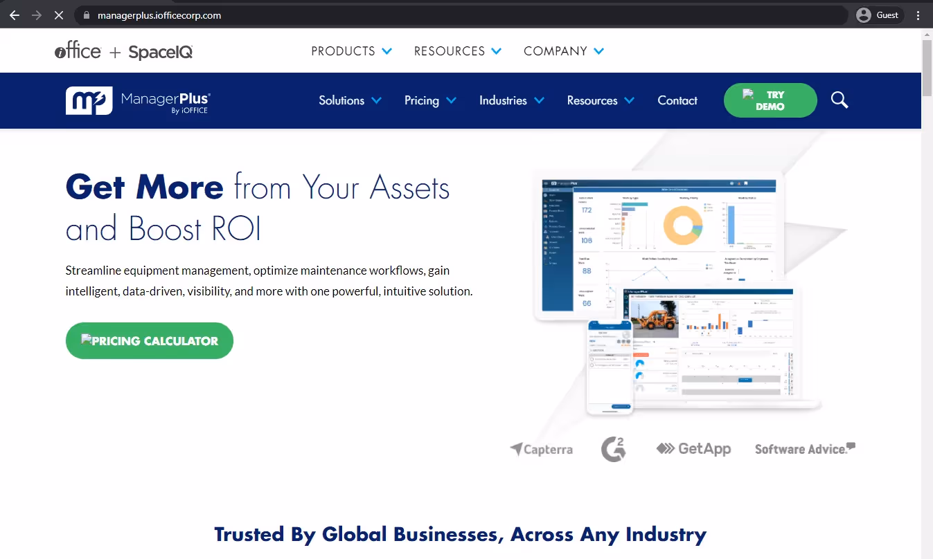 managerplus landing page