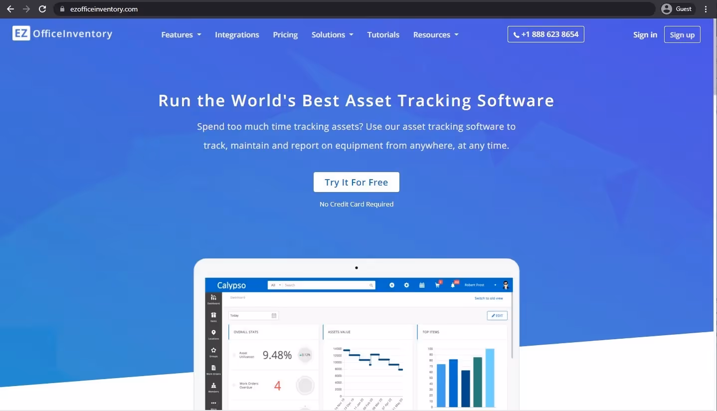 ezofficeinventory landing page