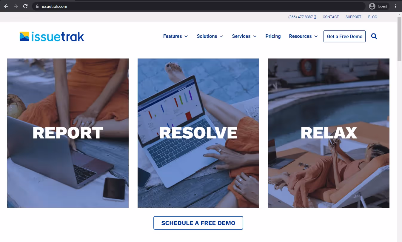 issuetrak landing page
