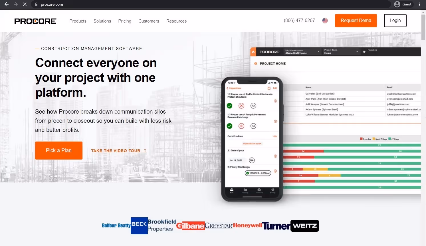 procore landing page