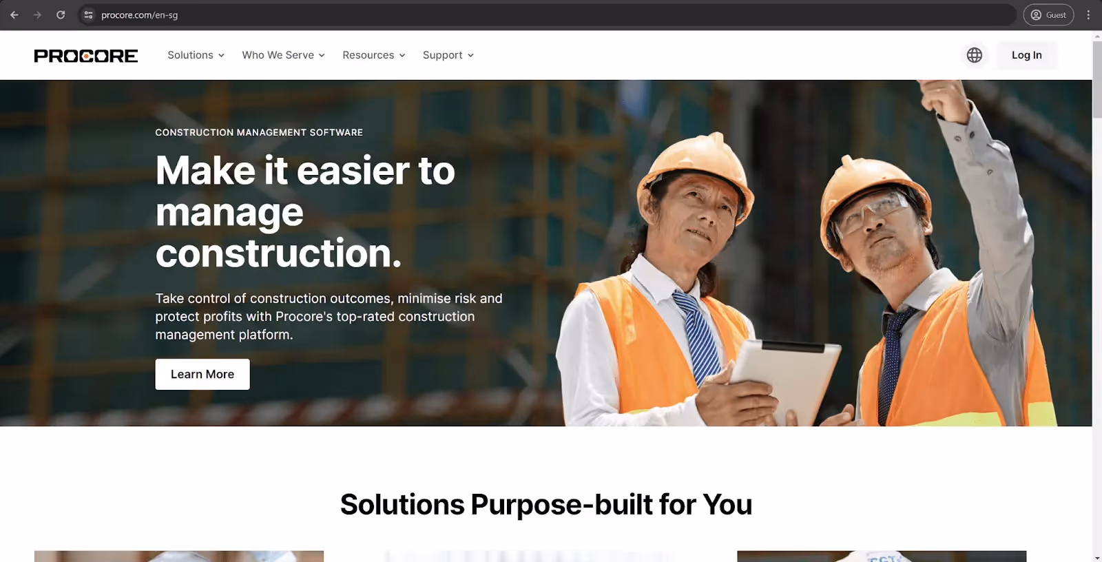 Procore homepage