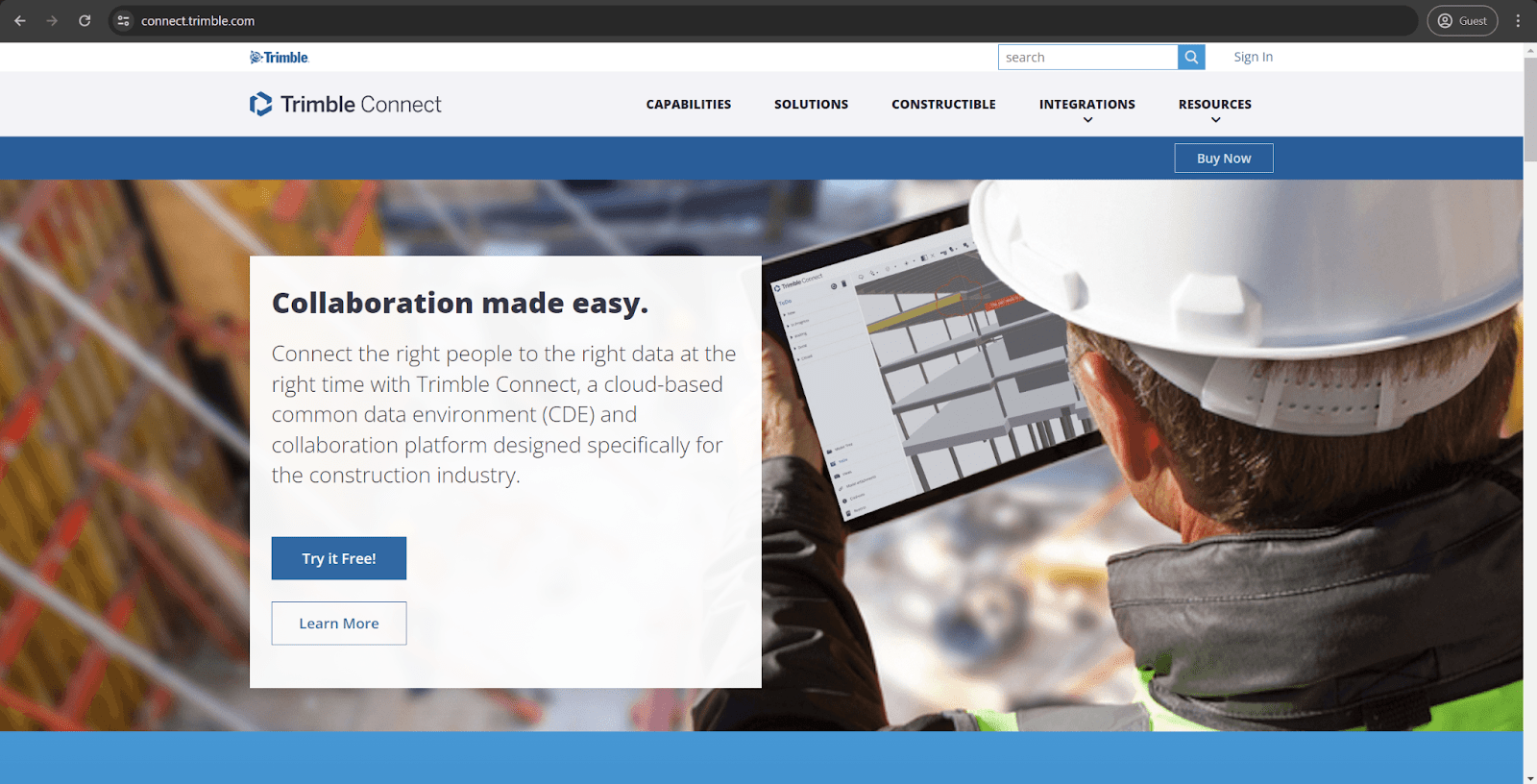 Trimble Connect homepage