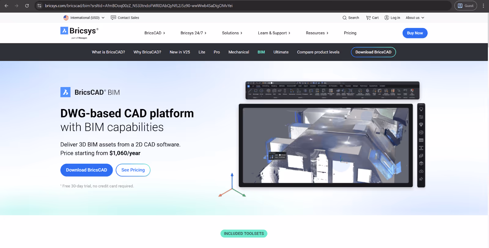 bricscad bim landing page
