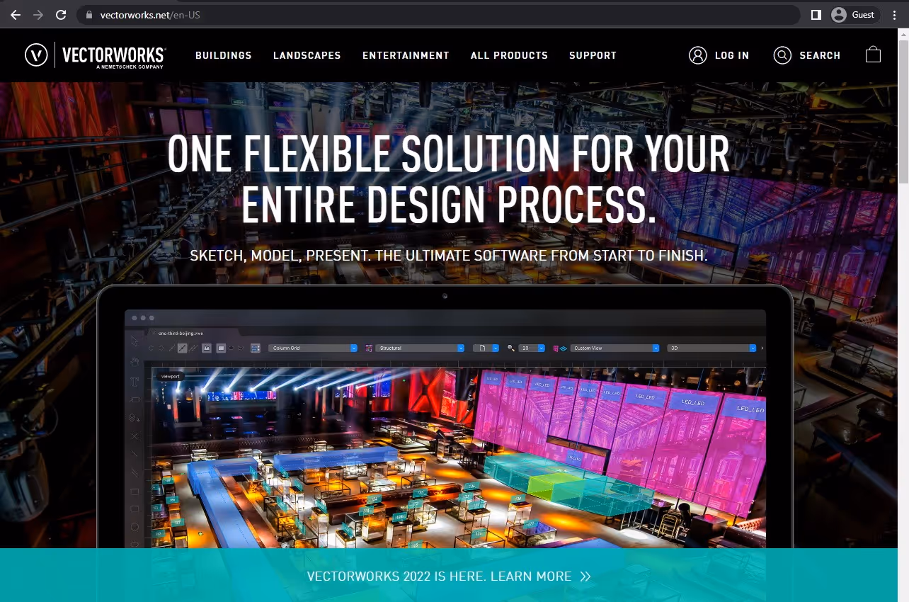 vectorworks architect landing page