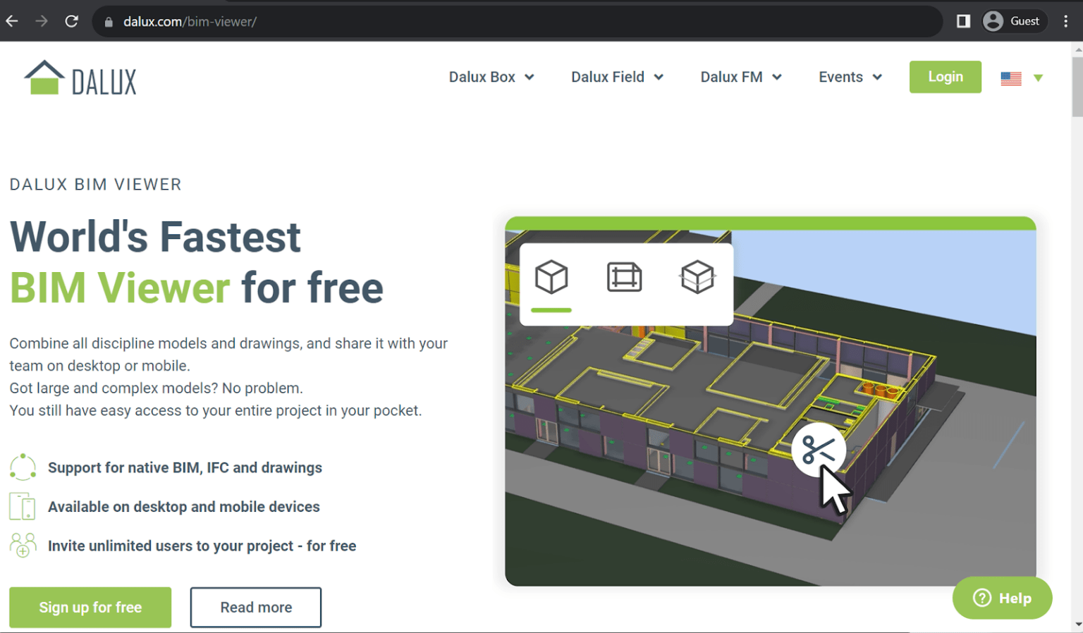 Dalux BIM Viewer homepage
