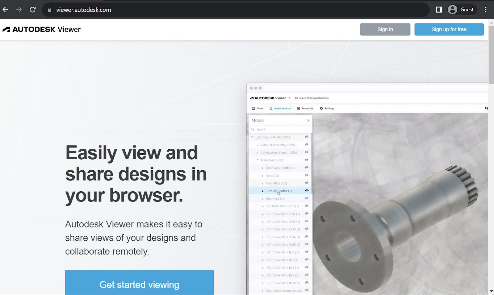 Autodesk Viewer homepage