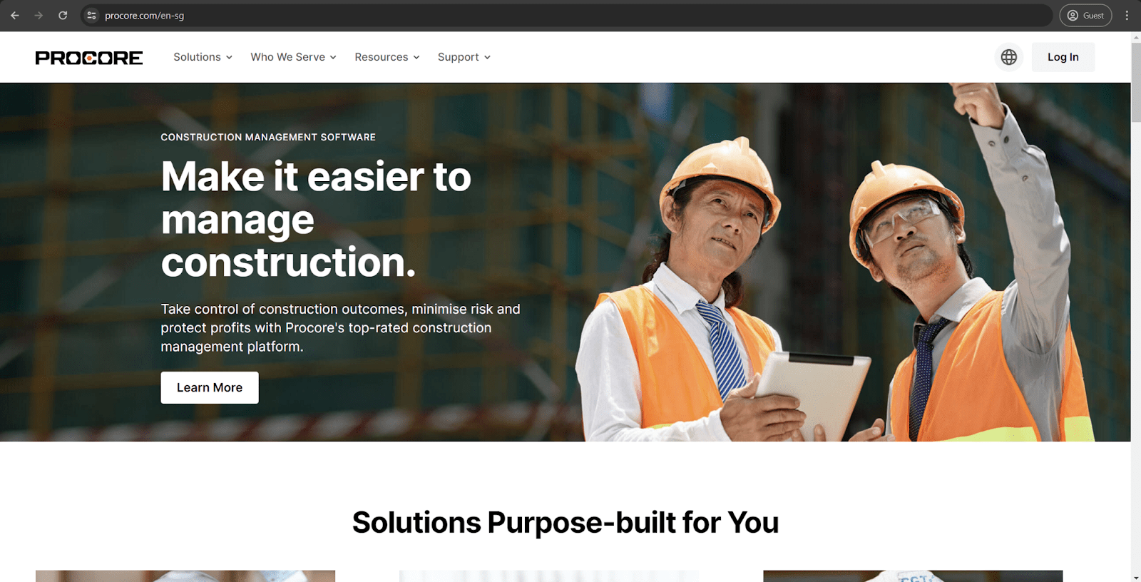 Procore homepage
