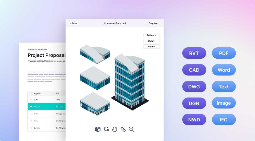 Lunr engineering content management system with native DWG viewer and title block synchronization for construction documents