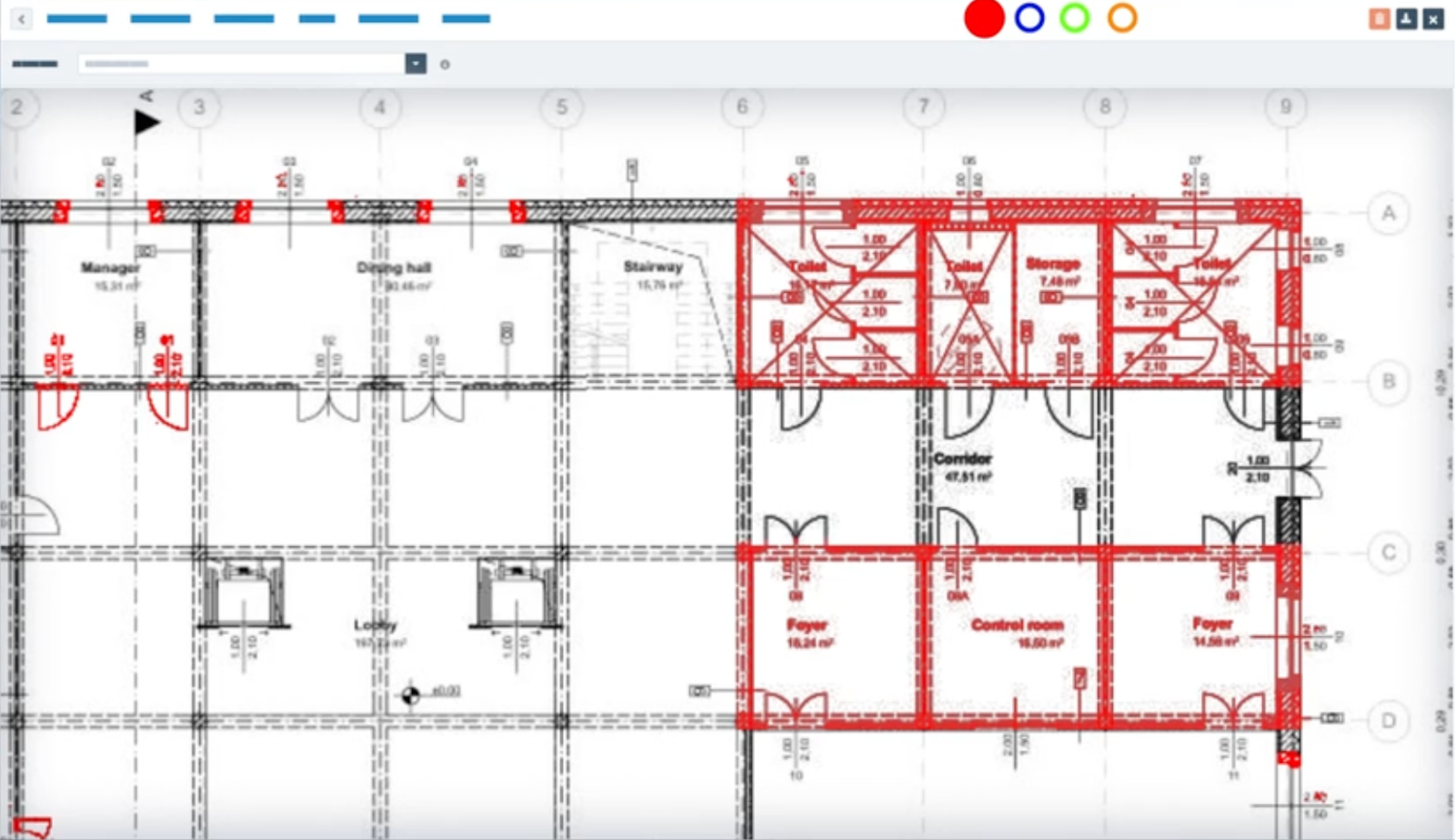 PlanRadar cloud-based plan management tool showing side-by-side drawing revision comparison with color-highlighted changes