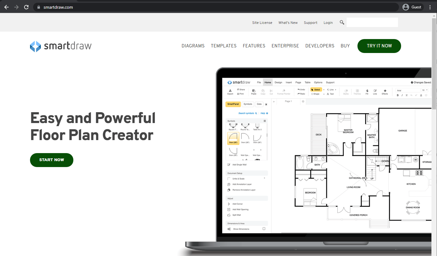 SmartDraw homepage