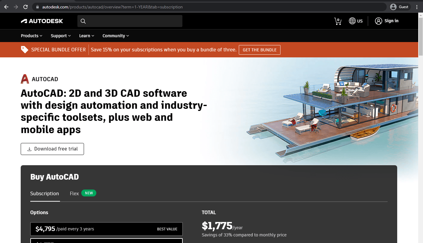 AutoCAD homepage