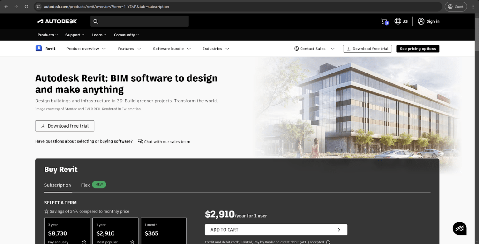 Autodesk Revit homepage