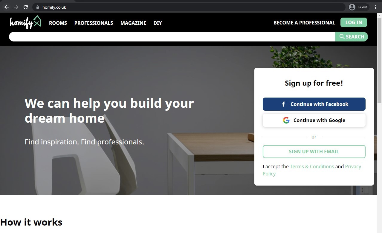 Homify homepage