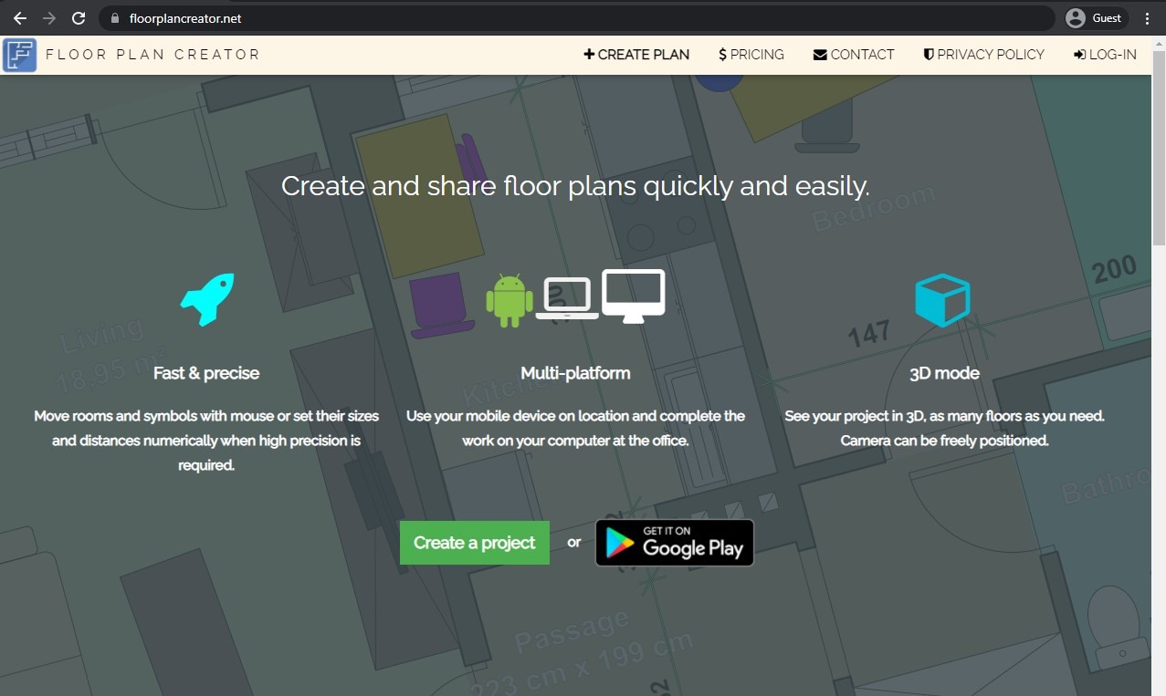Floor Plan Creator homepage