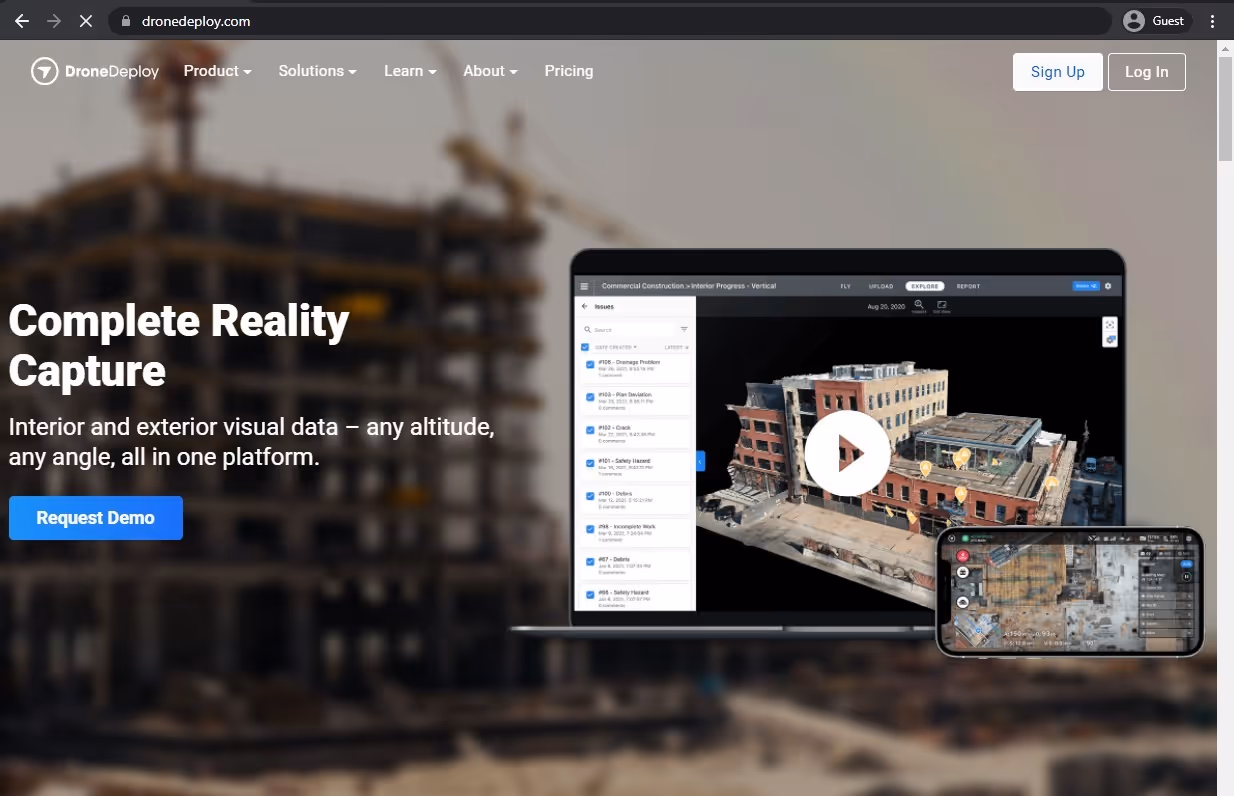 dronedeploy website landing page