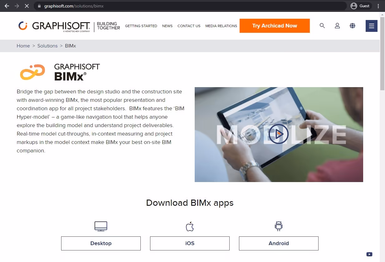 bimx website landing page