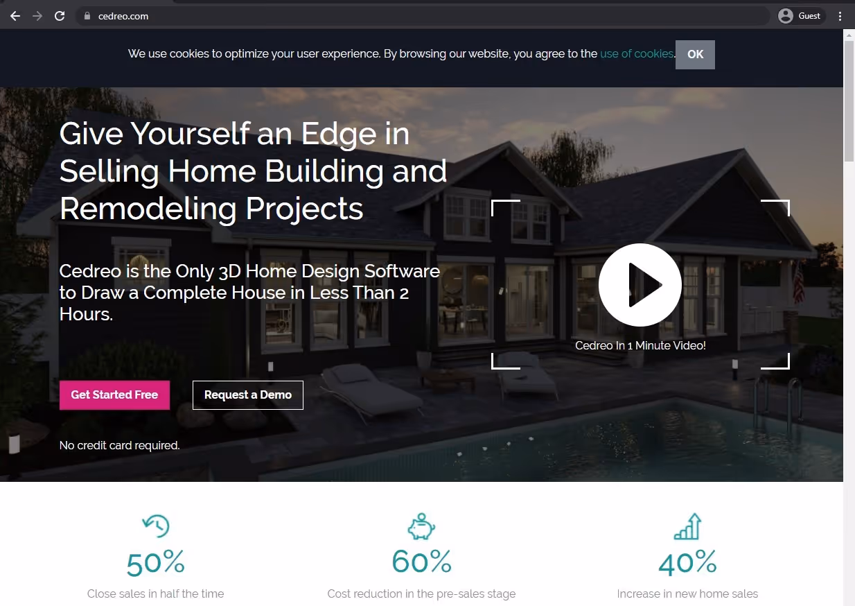 cedreo website landing page